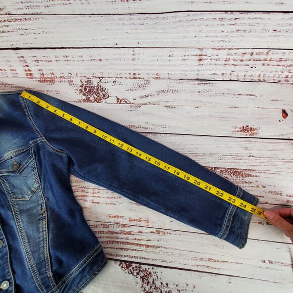 Silver jeans Co. Y2K Jean Jacket Blue Fade Button Pockets Denim Coat Size Large - Picture 10 of 11